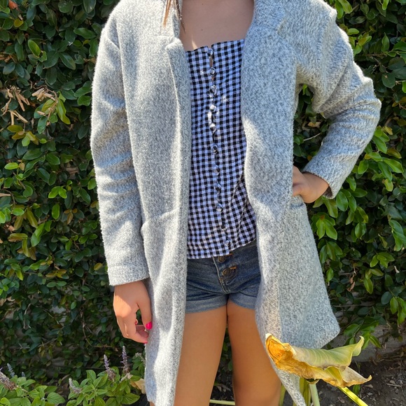 Zara M Heather Grey Long Sweater Coat Jacket - Picture 2 of 6